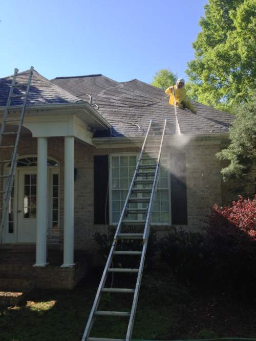 Power Washing of a House and Gutter Cleaning
